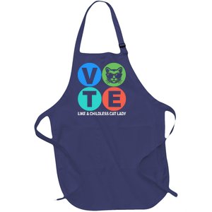 Retro Vote Like A Childless Cat Lady Kamala Harris 2024 Full-Length Apron With Pockets