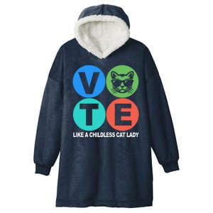 Retro Vote Like A Childless Cat Lady Kamala Harris 2024 Hooded Wearable Blanket