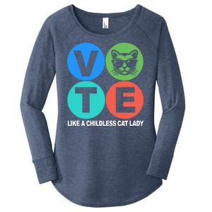 Retro Vote Like A Childless Cat Lady Kamala Harris 2024 Women's Perfect Tri Tunic Long Sleeve Shirt