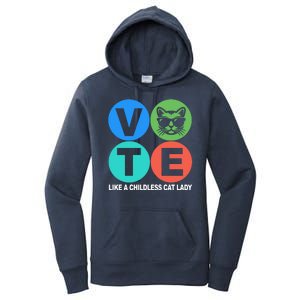 Retro Vote Like A Childless Cat Lady Kamala Harris 2024 Women's Pullover Hoodie