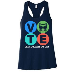 Retro Vote Like A Childless Cat Lady Kamala Harris 2024 Women's Racerback Tank