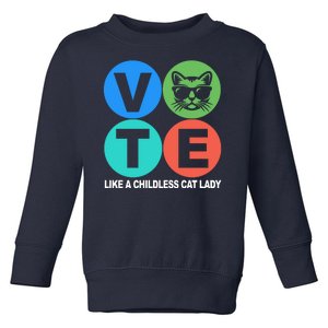 Retro Vote Like A Childless Cat Lady Kamala Harris 2024 Toddler Sweatshirt