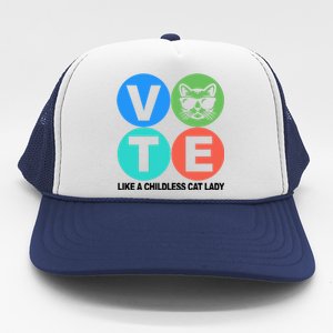 Retro Vote Like A Childless Cat Lady Kamala Harris 2024 Trucker Hat