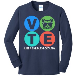 Retro Vote Like A Childless Cat Lady Kamala Harris 2024 Kids Long Sleeve Shirt