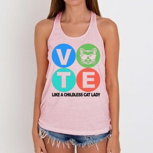 Retro Vote Like A Childless Cat Lady Kamala Harris 2024 Women's Knotted Racerback Tank