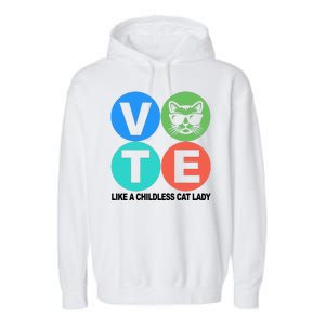 Retro Vote Like A Childless Cat Lady Kamala Harris 2024 Garment-Dyed Fleece Hoodie