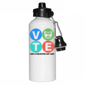 Retro Vote Like A Childless Cat Lady Kamala Harris 2024 Aluminum Water Bottle