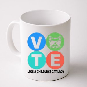 Retro Vote Like A Childless Cat Lady Kamala Harris 2024 Coffee Mug