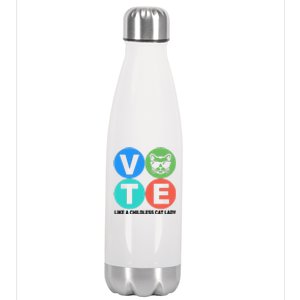 Retro Vote Like A Childless Cat Lady Kamala Harris 2024 Stainless Steel Insulated Water Bottle