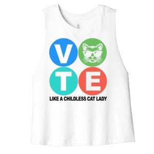 Retro Vote Like A Childless Cat Lady Kamala Harris 2024 Women's Racerback Cropped Tank