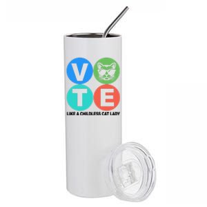 Retro Vote Like A Childless Cat Lady Kamala Harris 2024 Stainless Steel Tumbler