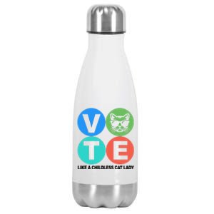 Retro Vote Like A Childless Cat Lady Kamala Harris 2024 Stainless Steel Insulated Water Bottle