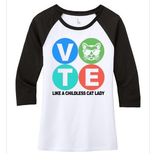 Retro Vote Like A Childless Cat Lady Kamala Harris 2024 Women's Tri-Blend 3/4-Sleeve Raglan Shirt