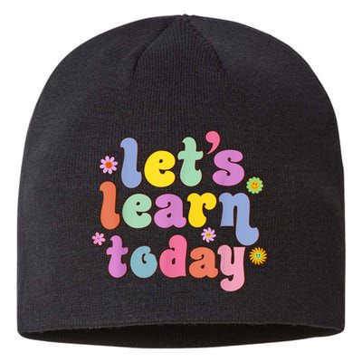 Retro Vintage Lets Learn Today Funny Teacher Inspirational Sustainable Beanie