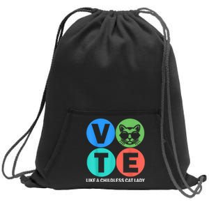 Retro Vote Like A Childless Cat Lady Is Voting Kamala 2024 Sweatshirt Cinch Pack Bag