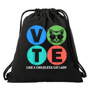 Retro Vote Like A Childless Cat Lady Is Voting Kamala 2024 Drawstring Bag