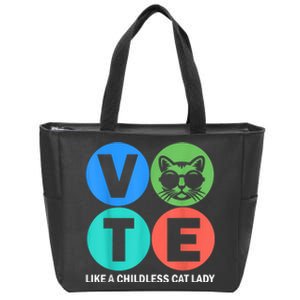 Retro Vote Like A Childless Cat Lady Is Voting Kamala 2024 Zip Tote Bag