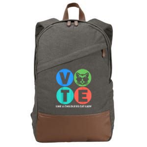 Retro Vote Like A Childless Cat Lady Is Voting Kamala 2024 Cotton Canvas Backpack