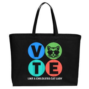 Retro Vote Like A Childless Cat Lady Is Voting Kamala 2024 Cotton Canvas Jumbo Tote