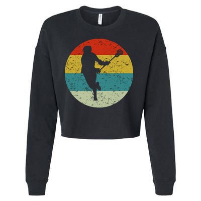 Retro Vintage Lacrosse Cropped Pullover Crew