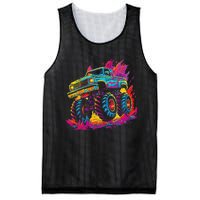 Retro Vintage Monster Truck Retro Sunset Monster Truck Mesh Reversible Basketball Jersey Tank