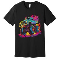 Retro Vintage Monster Truck Retro Sunset Monster Truck Premium T-Shirt