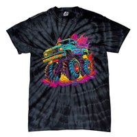 Retro Vintage Monster Truck Retro Sunset Monster Truck Tie-Dye T-Shirt