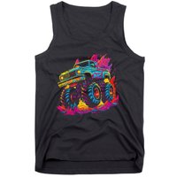 Retro Vintage Monster Truck Retro Sunset Monster Truck Tank Top