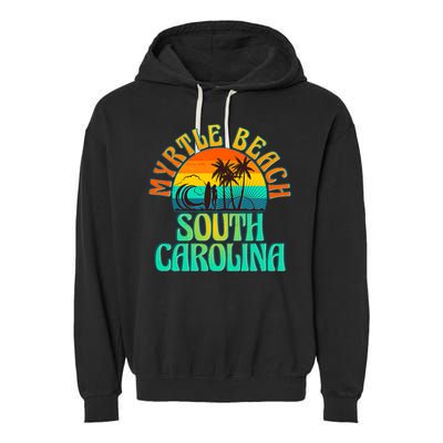 Retro Vintage Myrtle Beach South Carolina Garment-Dyed Fleece Hoodie