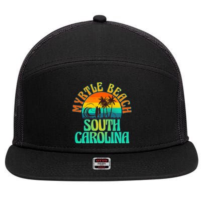 Retro Vintage Myrtle Beach South Carolina 7 Panel Mesh Trucker Snapback Hat