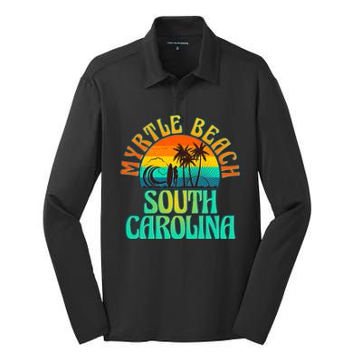 Retro Vintage Myrtle Beach South Carolina Silk Touch Performance Long Sleeve Polo