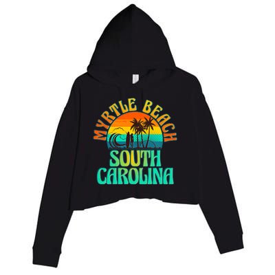 Retro Vintage Myrtle Beach South Carolina Crop Fleece Hoodie