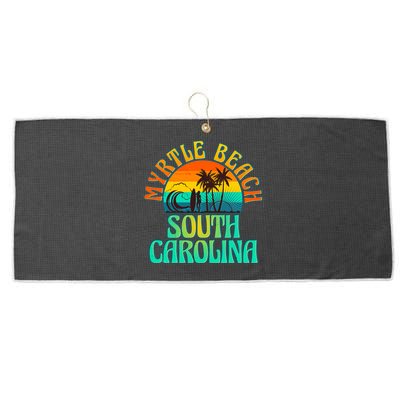 Retro Vintage Myrtle Beach South Carolina Large Microfiber Waffle Golf Towel