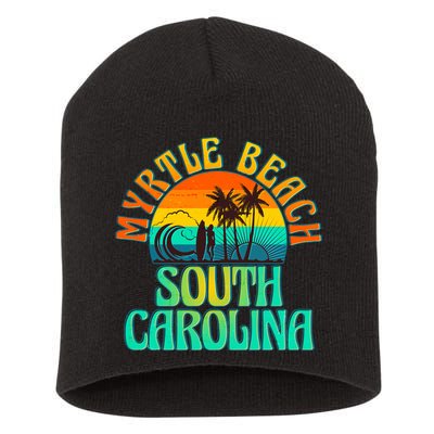 Retro Vintage Myrtle Beach South Carolina Short Acrylic Beanie