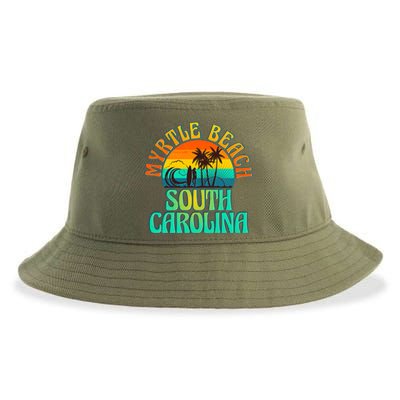 Retro Vintage Myrtle Beach South Carolina Sustainable Bucket Hat