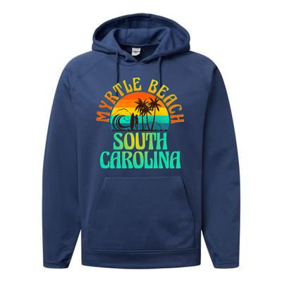 Retro Vintage Myrtle Beach South Carolina Performance Fleece Hoodie