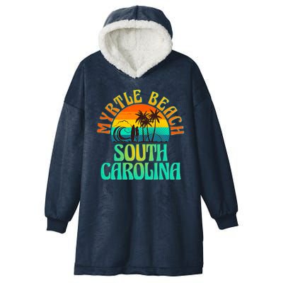 Retro Vintage Myrtle Beach South Carolina Hooded Wearable Blanket