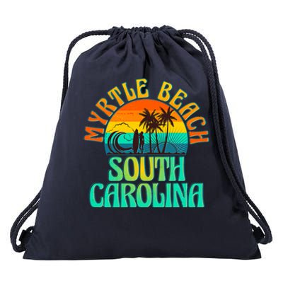 Retro Vintage Myrtle Beach South Carolina Drawstring Bag