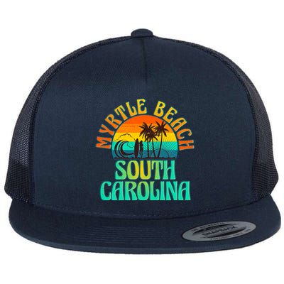 Retro Vintage Myrtle Beach South Carolina Flat Bill Trucker Hat