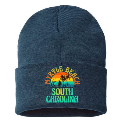 Retro Vintage Myrtle Beach South Carolina Sustainable Knit Beanie