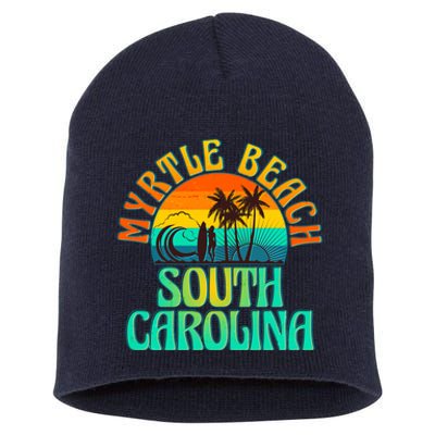 Retro Vintage Myrtle Beach South Carolina Short Acrylic Beanie