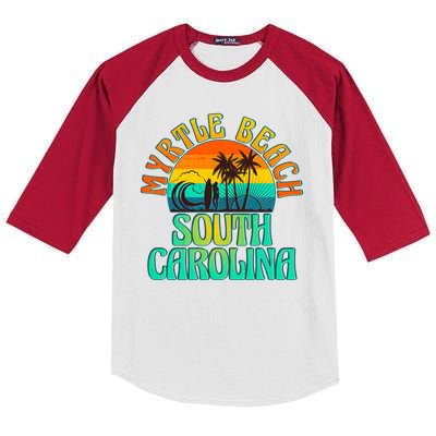 Retro Vintage Myrtle Beach South Carolina Kids Colorblock Raglan Jersey