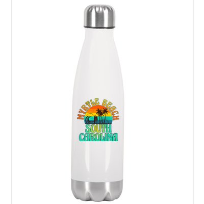 Retro Vintage Myrtle Beach South Carolina Stainless Steel Insulated Water Bottle