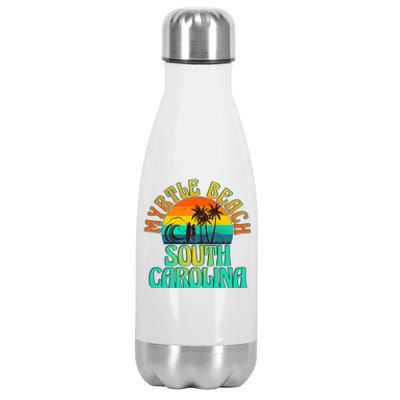 Retro Vintage Myrtle Beach South Carolina Stainless Steel Insulated Water Bottle