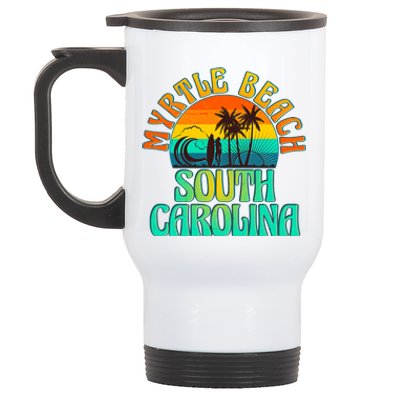 Retro Vintage Myrtle Beach South Carolina Stainless Steel Travel Mug