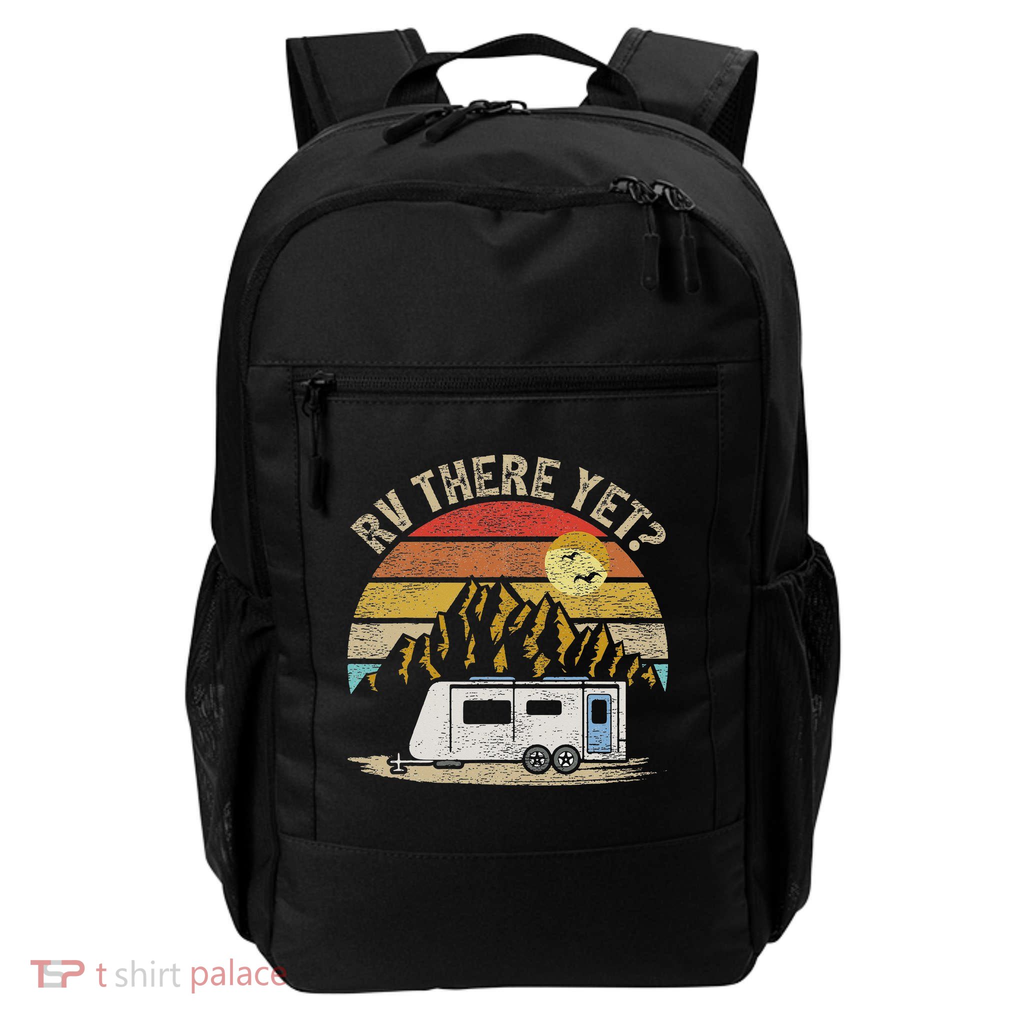 Retro Vintage Mountains Camping RV There Yet Backpack