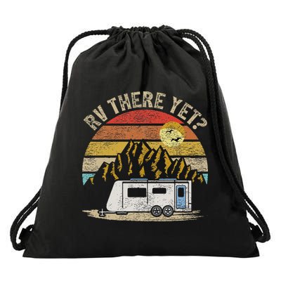 Retro Vintage Mountains Camping RV There Yet Drawstring Bag