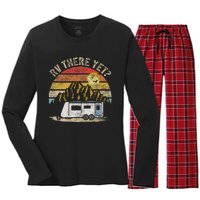 Retro Vintage Mountains Camping RV There Yet Women's Long Sleeve Flannel Pajama Set 