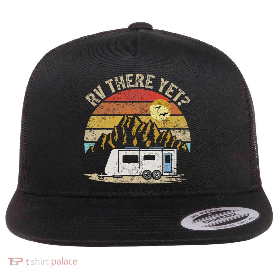 Retro Vintage Mountains Camping RV There Yet Flatbill Hat