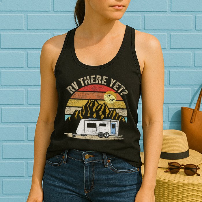 Retro Vintage Mountains Camping RV There Yet Womens Tank Top